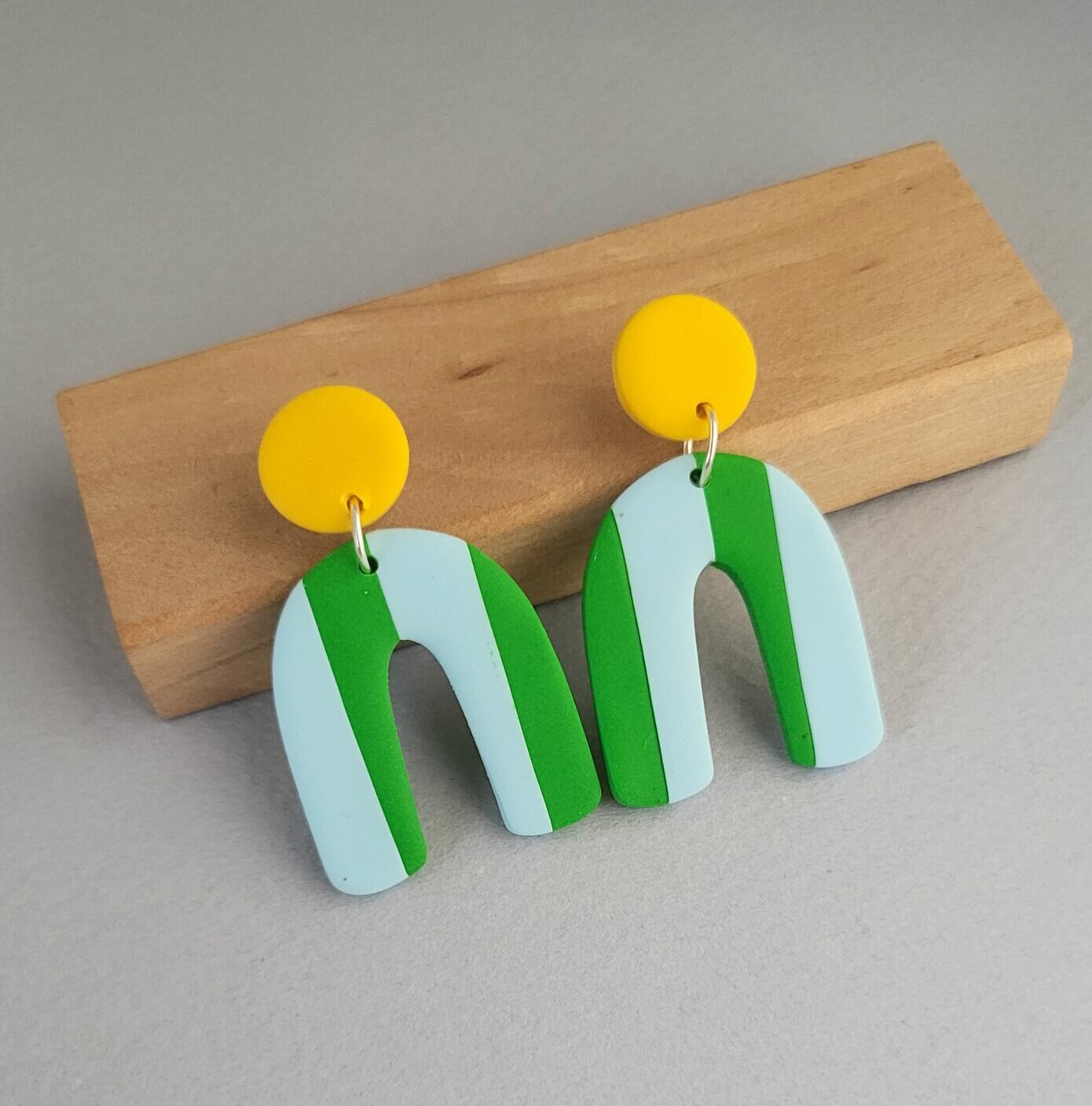 Boucles rayées vert /bleu