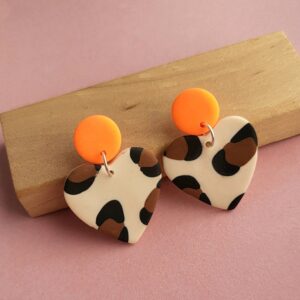 Boucles Coeur Léopard Fluo